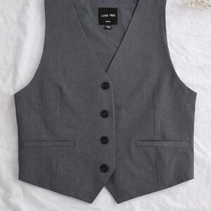 Love Tree Charcoal Buttoned Vest